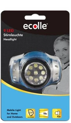 Linterna frontal sport con 9 LED - 4 modos de luz. Ligera y práctica - sin pilas - Imagen 1 de 2