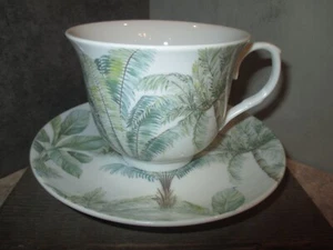 Kent Keramik Teetasse & Untertasse Palmen tropisch größere Untertasse & Tasse 10 Unzen NEU - Bild 1 von 9