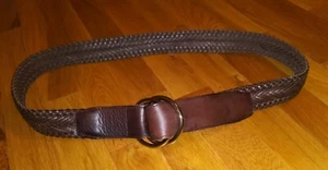Ladies Cole Haan Brown Wide Braided Woven Genuine Leather O Ring Belt Size L/XL - Picture 1 of 4
