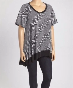 Nueva mujer Plus Size Black White Spiral Print High Low Top (Blusa) Size 1X - Imagen 1 de 1