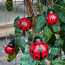 Ladybug Garden Wall Ornament 4pc Ladybird Outdoor Metal Fence Decorations