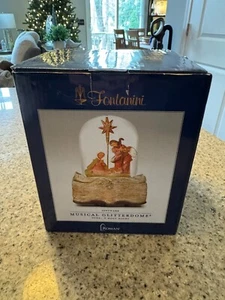 FONTANINI NATIVITY LIGHTED MUSICAL GLITTER DOME SNOW GLOBE O Holy Night NEW! - Picture 1 of 1