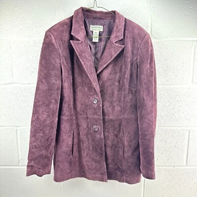 St Johns Bay Washable Suede Leather Blazer Jacket Purple Size S Y2K Womens - Image 1 of 4
