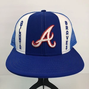 Vintage Atlanta Braves AJD Lucky Stripes Snapback Trucker Hat Cap Very Nice USA - Picture 1 of 12