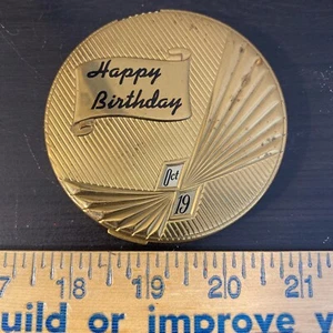 Selten goldfarben Art Deco Happy Birthday kompakt mit doppelt verstellbarem Datum - Bild 1 von 12