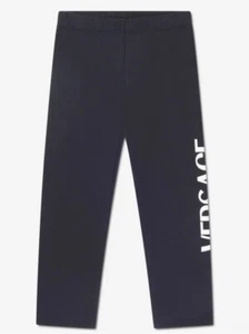 NWT NEW Young Versace Girl 4 Black Designer Logo Legging Pants $189 - Picture 1 of 4