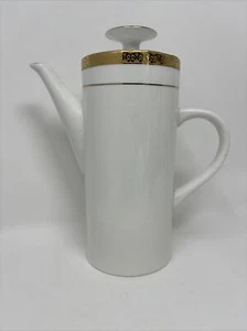Sango - Georgetown #8455 - Kaffeekanne mit Deckel weiß mit Goldrand - Bild 1 von 9