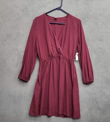 Nuevo con etiquetas Vestido Antiguo Azul Marino Imitación Envolvente Talla Mediana Granate Mangas Largas Clásico Oficina Foto 1 de 4