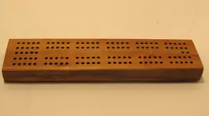 Vintage Handmade Wood Cribbage Board with 4 Pegs - Picture 1 of 10