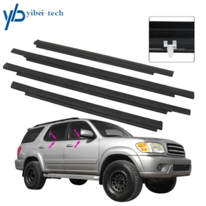 For 2001-2007 Toyota Sequoia Door Molding Weatherstrip 4 Pcs Set Black Rubber - Picture 1 of 14
