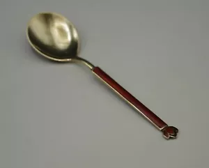 DAVID ANDERSEN NORWAY ENAMEL GUILLOCHE STERLING SILVER SPOON 5" DDA3 - Picture 1 of 8