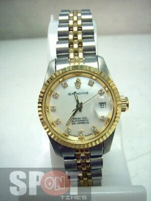 Reloj automático para dama Sandoz dorado plata acero inoxidable 8113X12-2 Foto 1 de 2