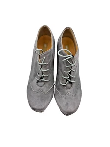 rare plomo sz 37 grey suede lace-up platform wedge bootie ankle boots vgc - Picture 1 of 16