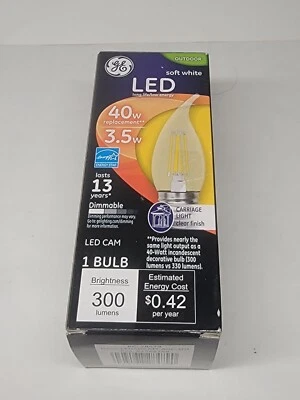 New GE LED Soft White 40 Watt Replacement Carriage light Clear Outdoor Bulb - Image 1 of 3