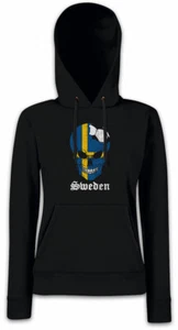 Sweden Football Skull I Damen Hoodie Kapuzenpullover Fahne Fußball Schweden - Picture 1 of 1