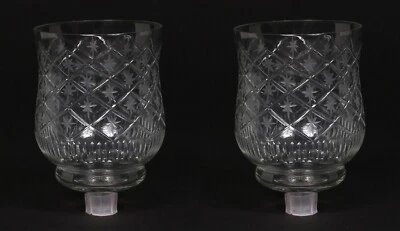 Juego de 2 soportes votivos clavija vidrio grabado diseño estrella ojal 3,5" diámetro 5" alto Foto 1 de 4