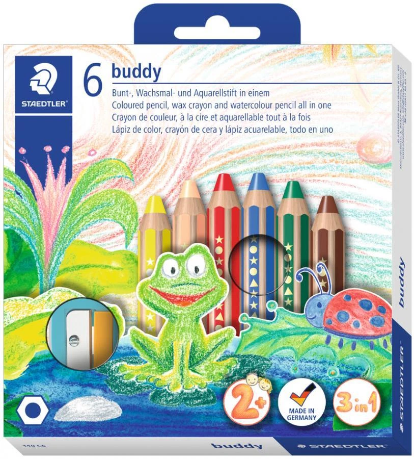 STAEDTLER Hexagonal-Buntstift buddy, 6er Kartonetui +Spitzer - Bild 1 von 1