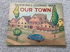 Vintage 1939 Our Town Sticker and Coloring Book - Complete and Unused - Picture 1 of 7