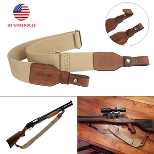 TOURBON Gun Sling Rifle Shoulder Belt Tactical Strap Shooting Brown Vintage US - Imagen 1 de 12
