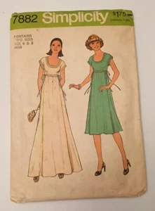 Vtg Simplicity Sewing Pattern 7882 UNCUT 6 8 Long or Short Skirt Attached Dress - Picture 1 of 5