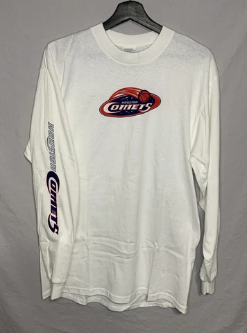 Houston Comets Men’s Shirt Long Sleeve Vintage White Size L Cover