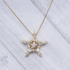 3.00 Ct Round Cut Simulated Diamond Engagement Star Pendant Yellow Gold Plated