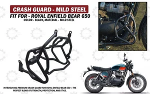 Black Crash Guard Pair "With Slider Fit For Royal Enfield Bear 650" - Bild 1 von 8