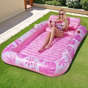Tumbona inflable de bronceado para piscina flotante 72"x48" silla de exterior 6 en 1 - Imagen 1 de 7