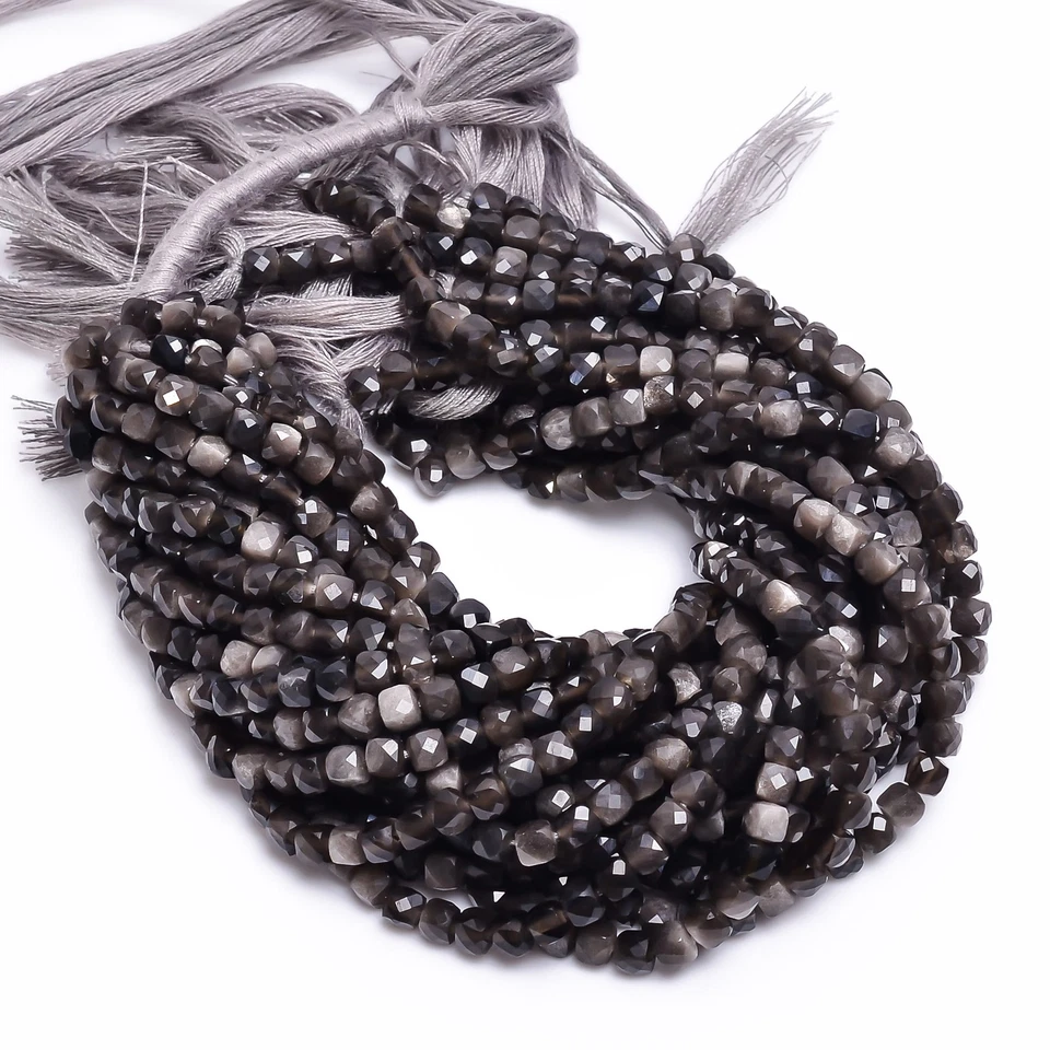 Серый лунный камень драгоценных камней коробка формы граненые бусины 4 x 4 мм прядь 8 «UGB-308 - Изображение 1 из 2