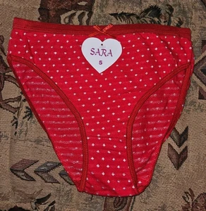 Two Pair Pretty Red Panties w/Silver Diamond Pattern~ Size 5 ~NEW with Tags - Picture 1 of 5