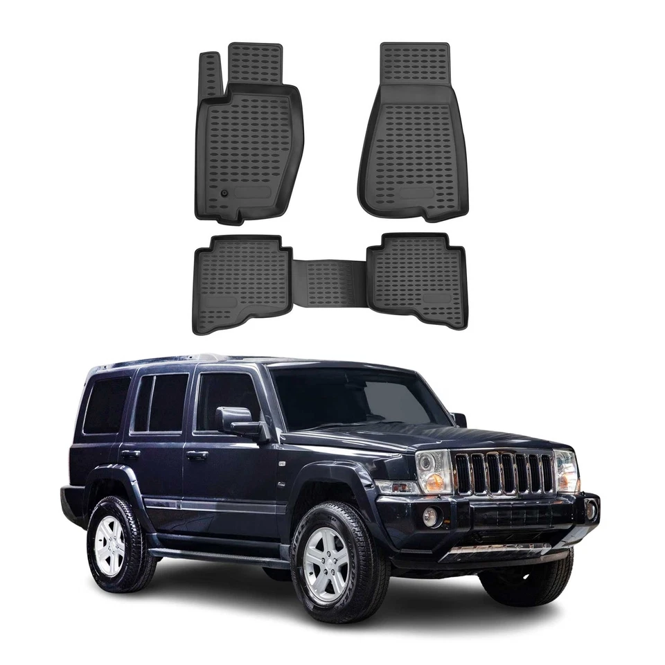 OMAC Floor Mats Liner for Jeep Commander 2005-2010 Black TPE All-Weather 4 Pcs - Изображение 1 из 4