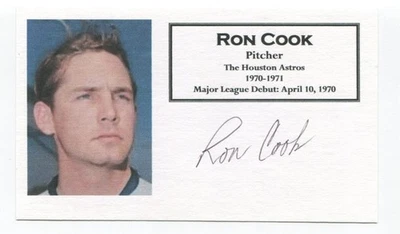Ron Cook Signed 3x5 Index Card Autographed MLB Baseball - Image 1 of 2