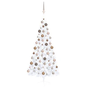 Künstlicher Halber Weihnachtsbaum Mit LEDs & Kugeln Weiß 180 Cm - Bild 1 von 11