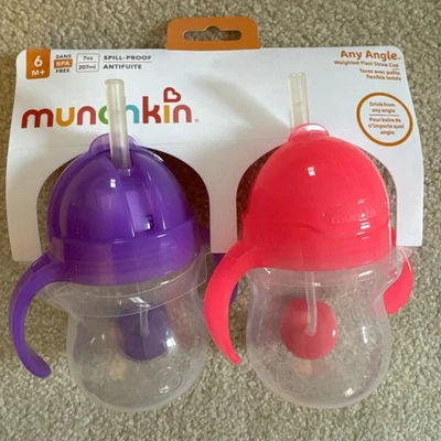 Taza de paja Munchkin púrpura rosa 7 oz bebé niño pequeño Foto 1 de 4