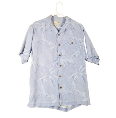 Boca Classics Hawaiian shirt men's medium blue floral luxury silk aloha camp - Image 1 of 4