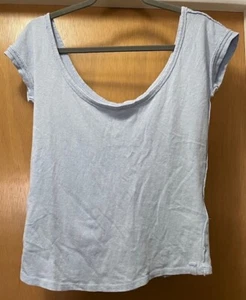 Pre-Owned We The Free Medium Pale Blue Cotton Capped Sleeve Top - Picture 1 of 4