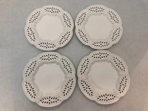 Set of (4) - Ceramica Stefani Italy - White Lace - 8 1/2" Salad or Dessert Plate - Picture 1 of 7