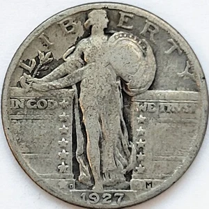 1927-D Standing Liberty Quarter Good+ VG 25C RARE * 1927D * ORIGINAL * NICE! - Picture 1 of 4