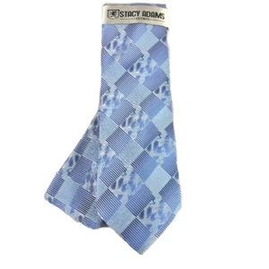 Stacy Adams Men's Tie Hanky Set Silver Royal Blue Light Blue 3.25" Wide - Picture 1 of 3