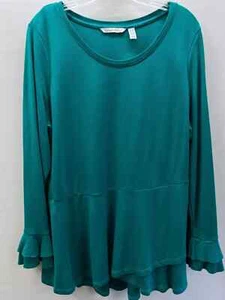 Isaac Mizrahi Live! Women's Long Sleeve Top Peplum Asymmetric Hem Blue Sz XS - Picture 1 of 4