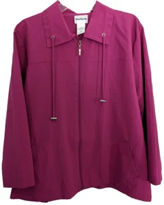 Bon Worth Women's Med Petite LS Lt Weight Full Zip Jacket 2 Pocket String Neck - Picture 1 of 5