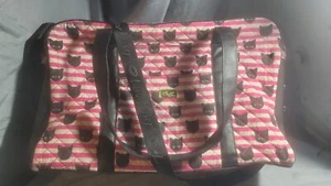 Luv Betsey Johnson Black Hot Pink Weekender Quilted Cat Large Overnight Bag - Picture 1 of 4