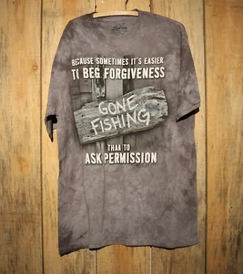 The Mountain Grey Tie Dye Gone Fishing T-Shirt Adult Size XL 2014  - Picture 1 of 7