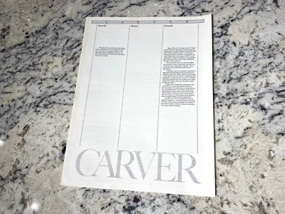 Catálogo ilustrado de productos de audio de alta fidelidad CARVER de colección tres disponibles Foto 1 de 4