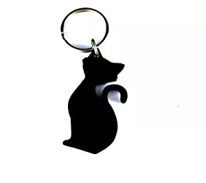 Cute Cat Keyring Lanyard Keychain Bag Charm Zipper Charm Gift In Black - Picture 1 of 3
