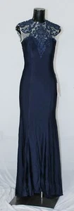 JJ's House Women's Beaded Short Sleeve Formal Dress EJ1 Dark Navy Blue US 2 NWT - Picture 1 of 5