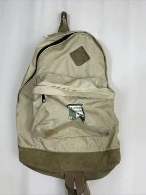 Mochila Vintage Productos Exterior Manchada Beige Poliéster Gamuza 17x12.5x7.5 Foto 1 de 4