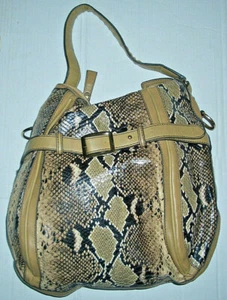 GALIAN NEW YORK FAUX LEATHER PYTHON TOTE/SHOULDER BAG w GOLD TONE ACCENTS - Imagen 1 de 7