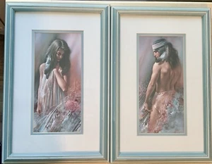 “RARE” LEE BOGLE "FIRST GLANCE 1 & 2" NATIVE AMERICAN-INDIAN-ART-FRAMED PRINTS - Picture 1 of 10