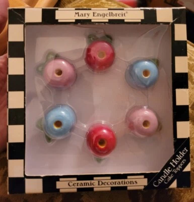 Mary Engelbreit Ceramic Decorative Candle Holders Cake Toppers  6 Holders  NIB - Image 1 of 3